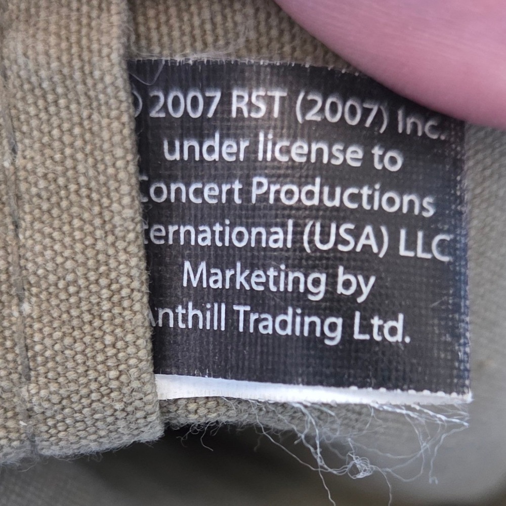 The Rolling Stones 2007 Canvas Tote Bag Olive Green Distressed Concert Merch - Picture 6 of 7